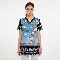 Unicorn Pew Pew Christmas Scrub Top Xmas Holiday Patterns - Wonder Print Shop