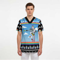 Unicorn Pew Pew Christmas Scrub Top Xmas Holiday Patterns - Wonder Print Shop
