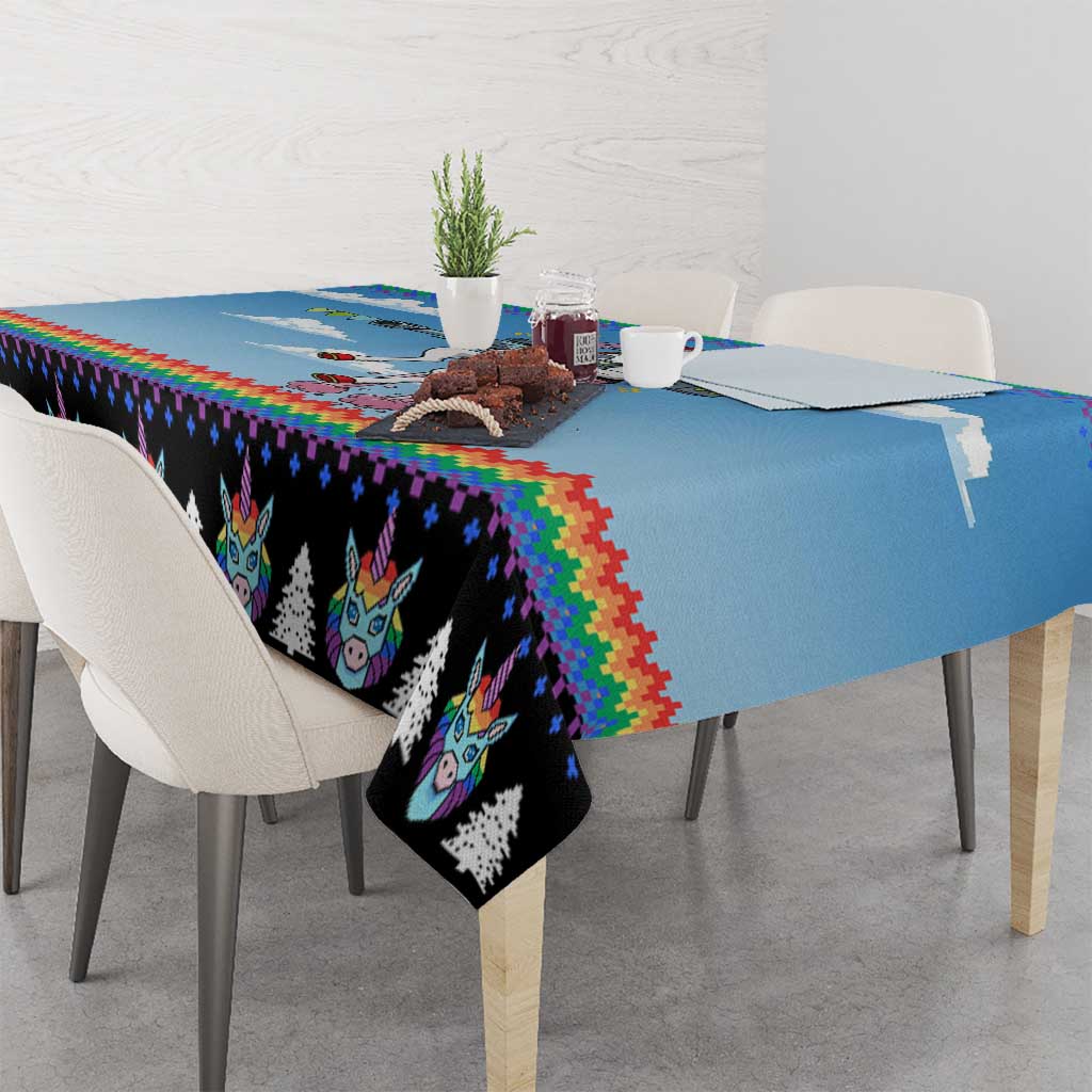 Unicorn Pew Pew Christmas Tablecloth Xmas Holiday Patterns - Wonder Print Shop
