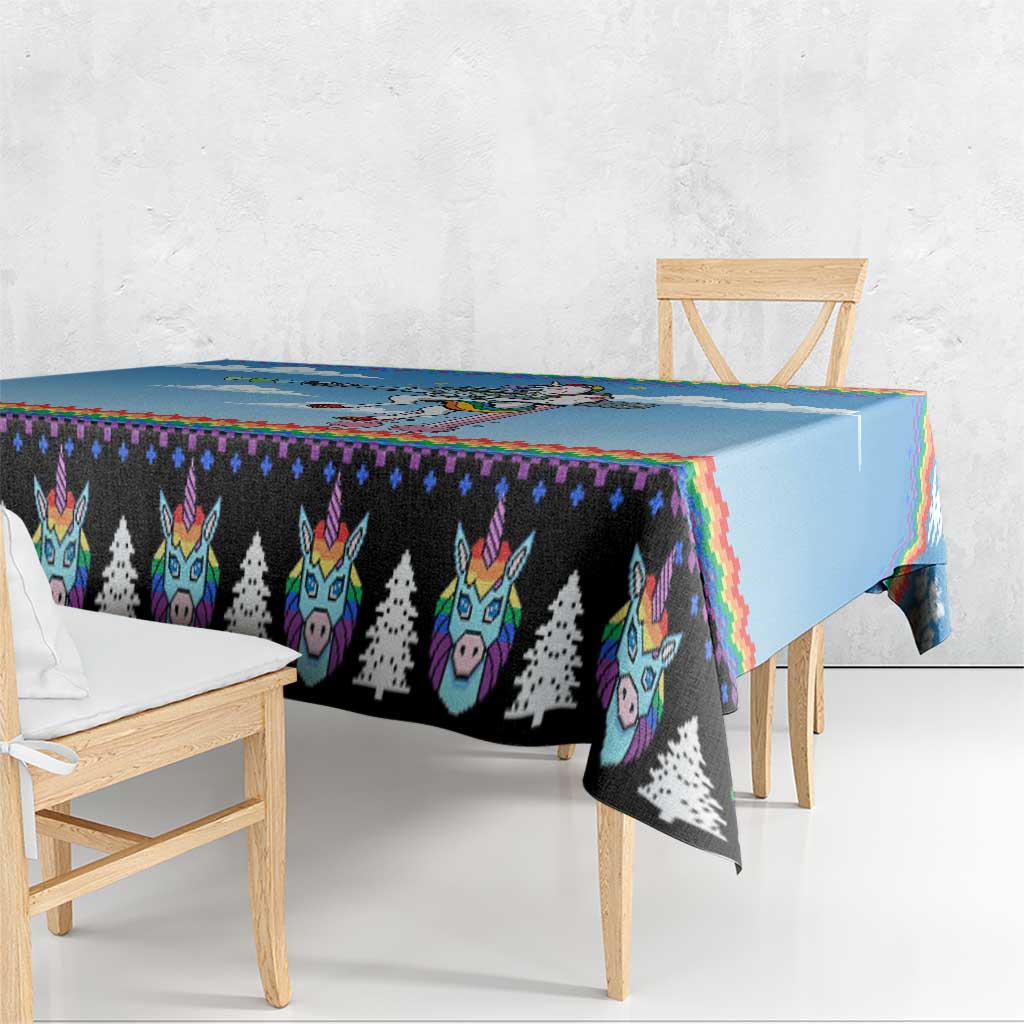 Unicorn Pew Pew Christmas Tablecloth Xmas Holiday Patterns - Wonder Print Shop