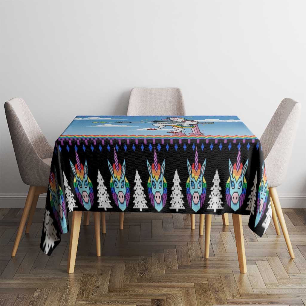 Unicorn Pew Pew Christmas Tablecloth Xmas Holiday Patterns - Wonder Print Shop