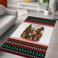 All Booked For Christmas Bookish Cat Area Rug Cozy Reader Fair Isle Knit Ugly Xmas Pattern