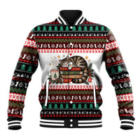 All Booked For Christmas Bookish Cat Baseball Jacket Cozy Reader Fair Isle Knit Ugly Xmas Pattern