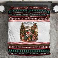All Booked For Christmas Bookish Cat Bedding Set Cozy Reader Fair Isle Knit Ugly Xmas Pattern