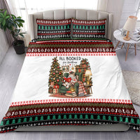 All Booked For Christmas Bookish Cat Bedding Set Cozy Reader Fair Isle Knit Ugly Xmas Pattern
