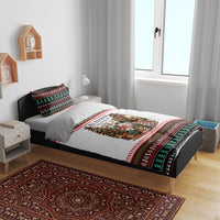 All Booked For Christmas Bookish Cat Bedding Set Cozy Reader Fair Isle Knit Ugly Xmas Pattern