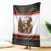 All Booked For Christmas Bookish Cat Blanket Cozy Reader Fair Isle Knit Ugly Xmas Pattern