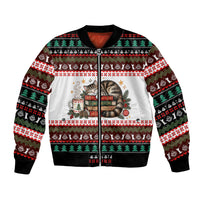 All Booked For Christmas Bookish Cat Bomber Jacket Cozy Reader Fair Isle Knit Ugly Xmas Pattern