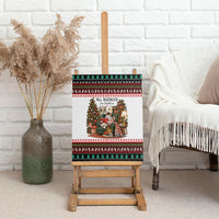 All Booked For Christmas Bookish Cat Canvas Wall Art Cozy Reader Fair Isle Knit Ugly Xmas Pattern