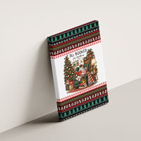 All Booked For Christmas Bookish Cat Canvas Wall Art Cozy Reader Fair Isle Knit Ugly Xmas Pattern