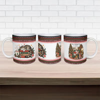All Booked For Christmas Bookish Cat Ceramic Mug Cozy Reader Fair Isle Knit Ugly Xmas Pattern