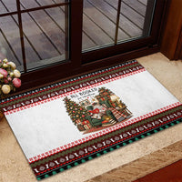 All Booked For Christmas Bookish Cat Rubber Doormat Cozy Reader Fair Isle Knit Ugly Xmas Pattern