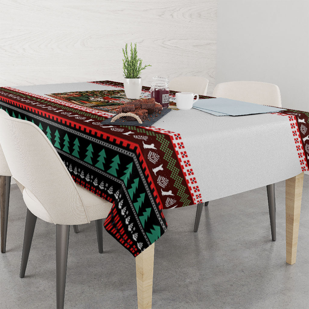 All Booked For Christmas Bookish Cat Tablecloth Cozy Reader Fair Isle Knit Ugly Xmas Pattern
