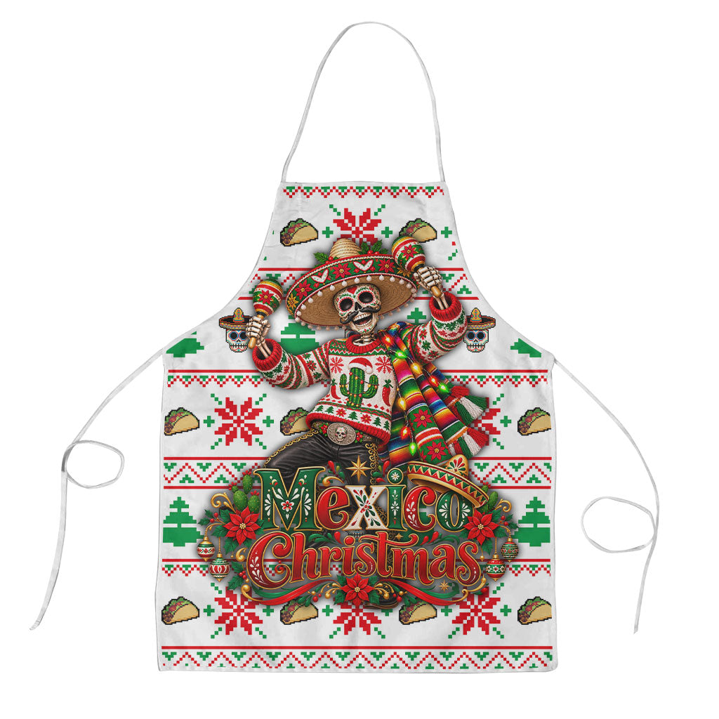 Mexico Christmas Apron Ugly Fair Isle Fiesta Skeleton Sombrero