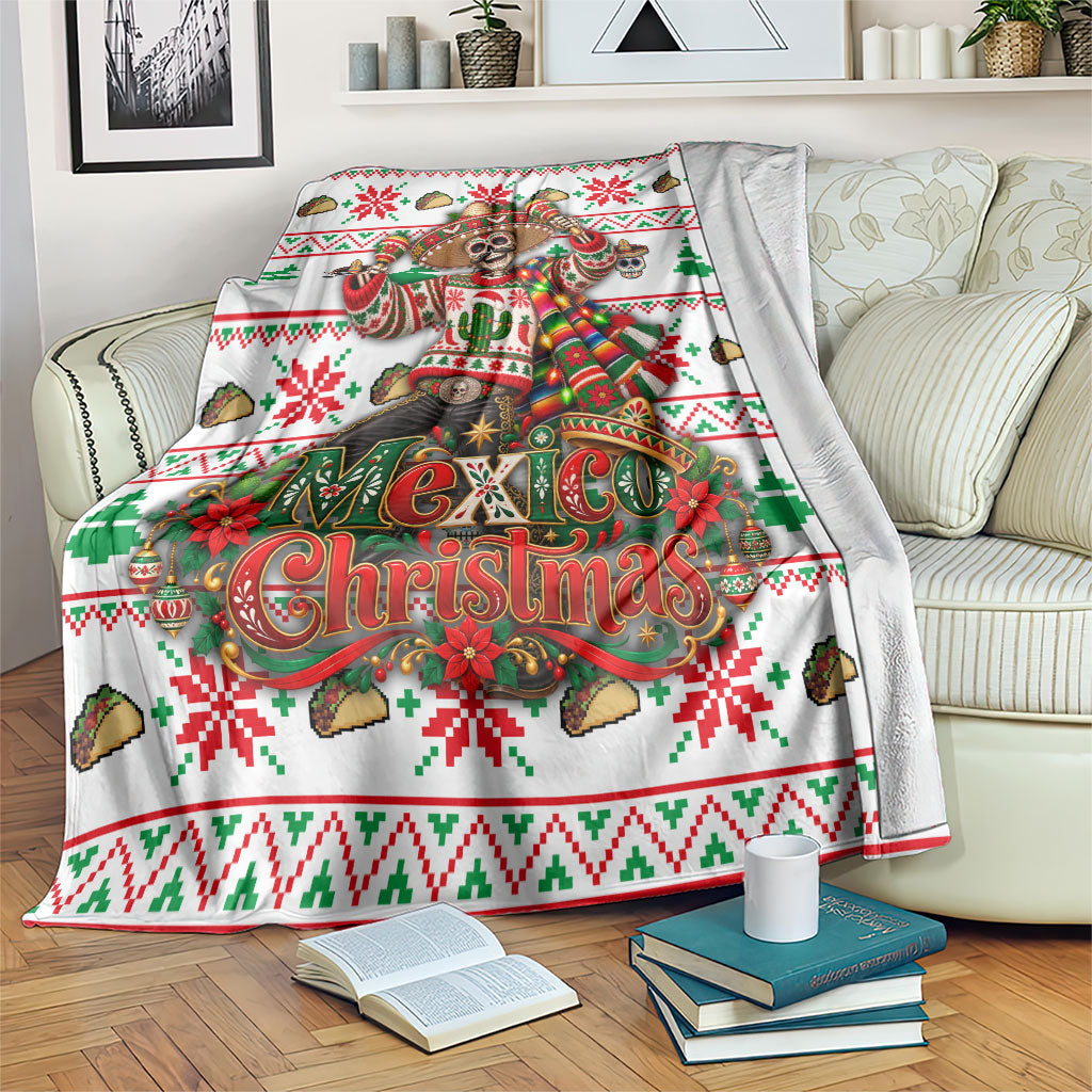 Mexico Christmas Blanket Ugly Fair Isle Fiesta Skeleton Sombrero