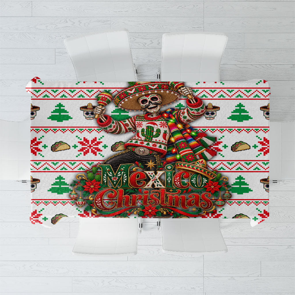 Mexico Christmas Tablecloth Ugly Fair Isle Fiesta Skeleton Sombrero