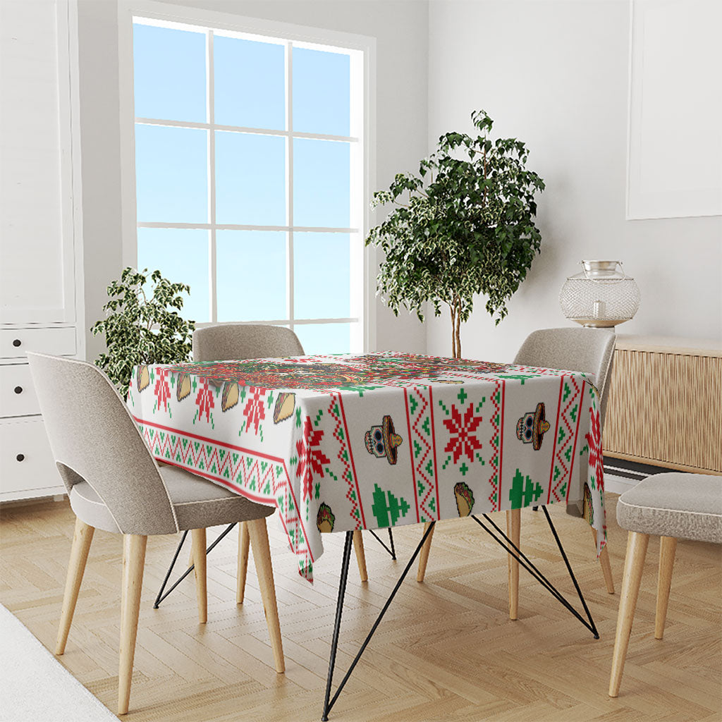 Mexico Christmas Tablecloth Ugly Fair Isle Fiesta Skeleton Sombrero