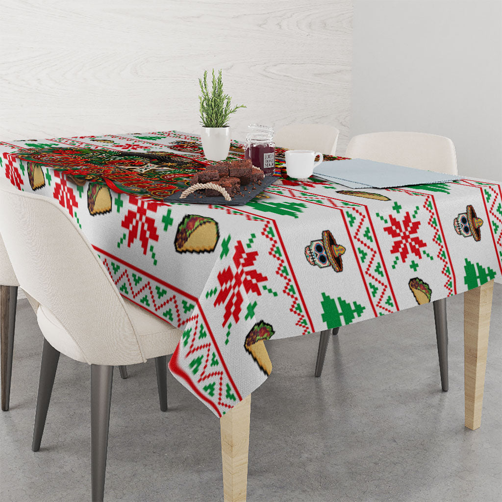 Mexico Christmas Tablecloth Ugly Fair Isle Fiesta Skeleton Sombrero