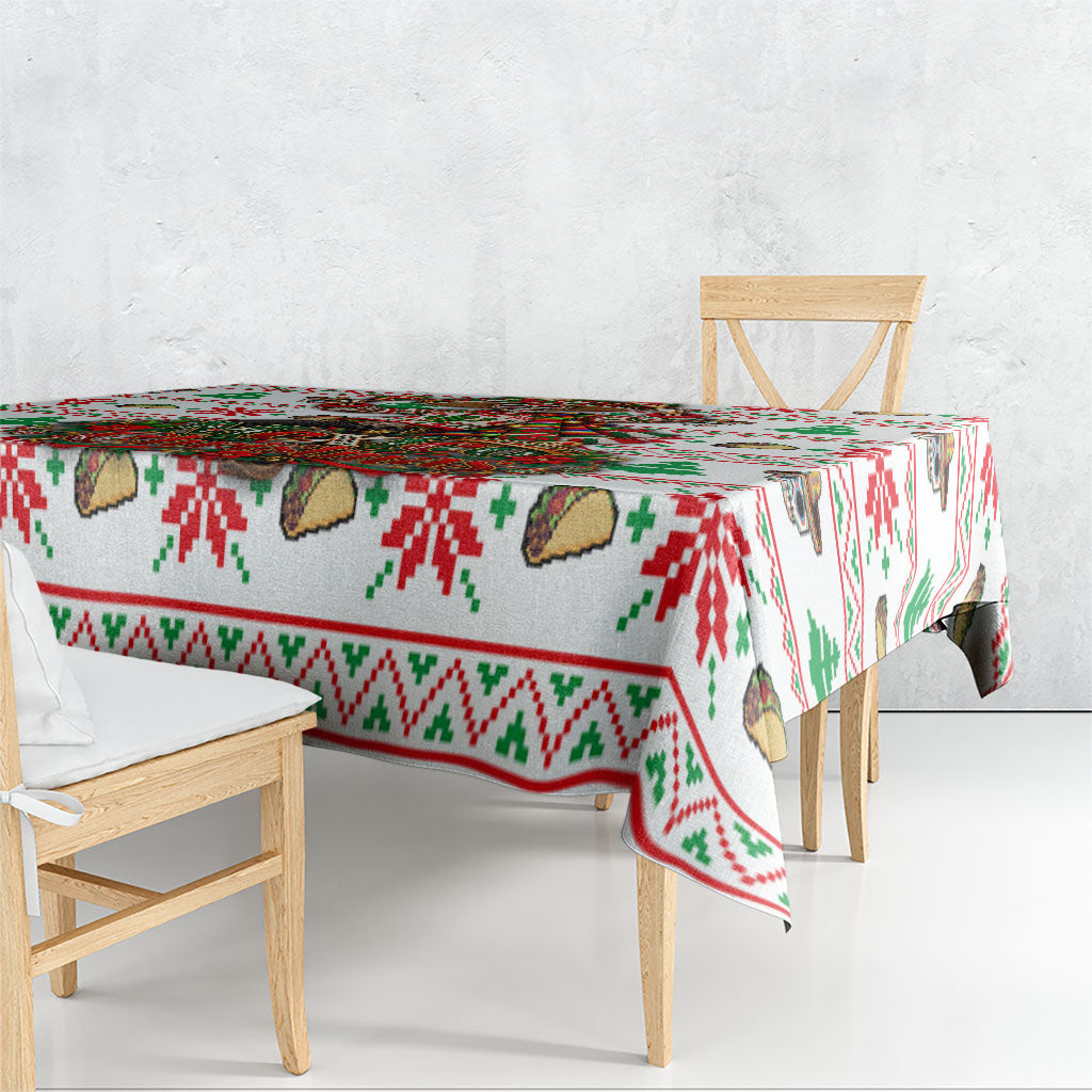 Mexico Christmas Tablecloth Ugly Fair Isle Fiesta Skeleton Sombrero