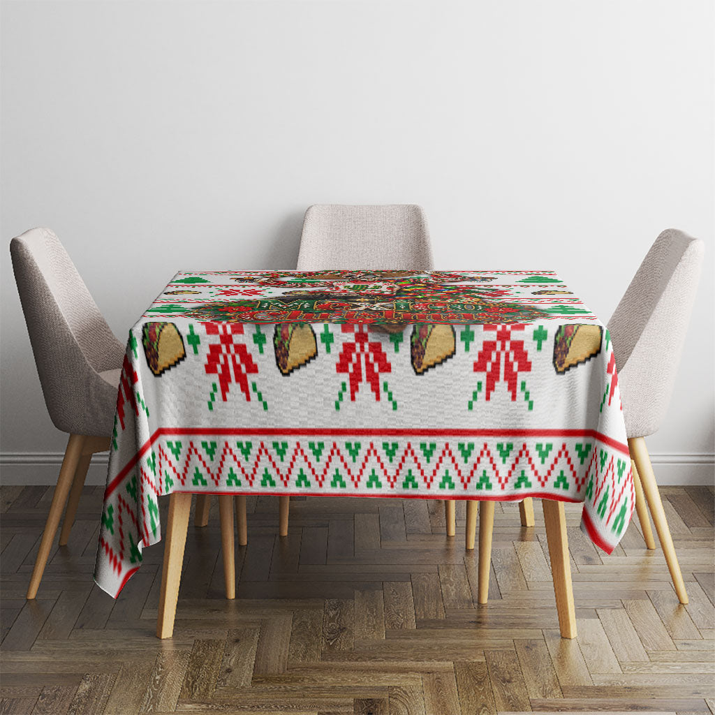 Mexico Christmas Tablecloth Ugly Fair Isle Fiesta Skeleton Sombrero