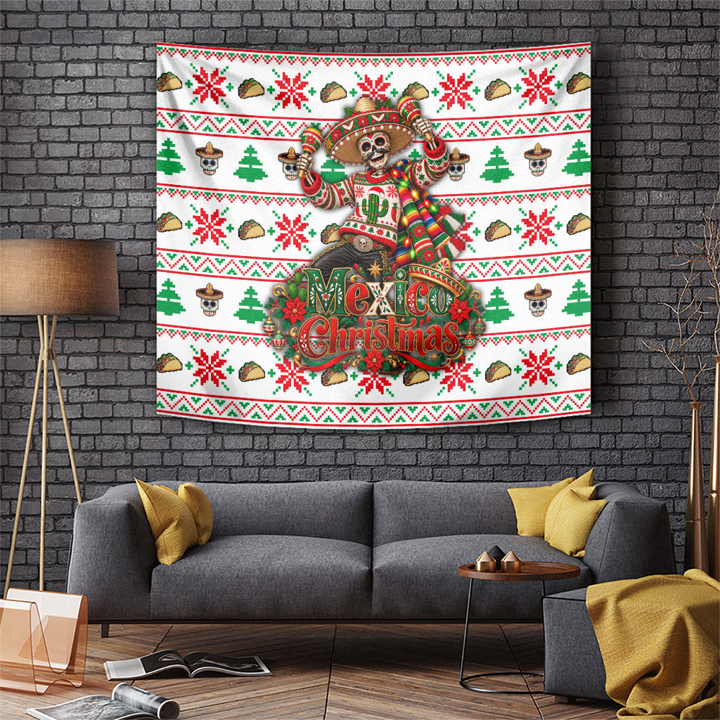 Mexico Christmas Tapestry Ugly Fair Isle Fiesta Skeleton Sombrero