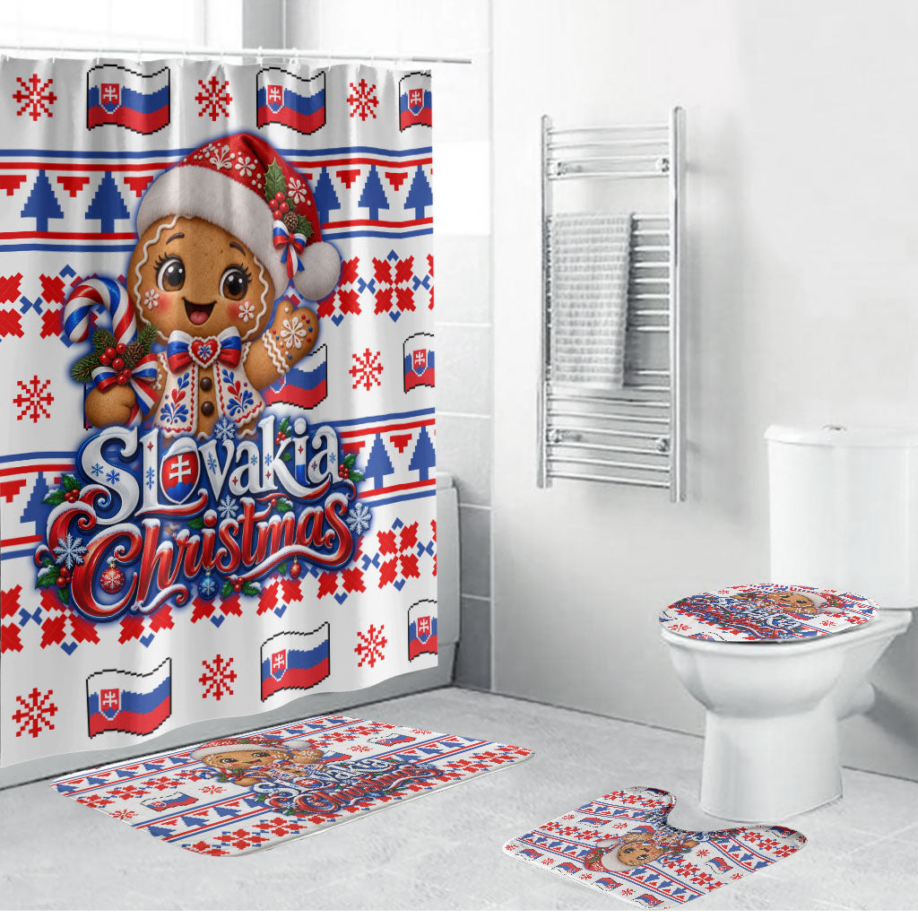Slovakia Christmas Bathroom Set Ugly Fair Isle Gingerbread Man Candy Cane