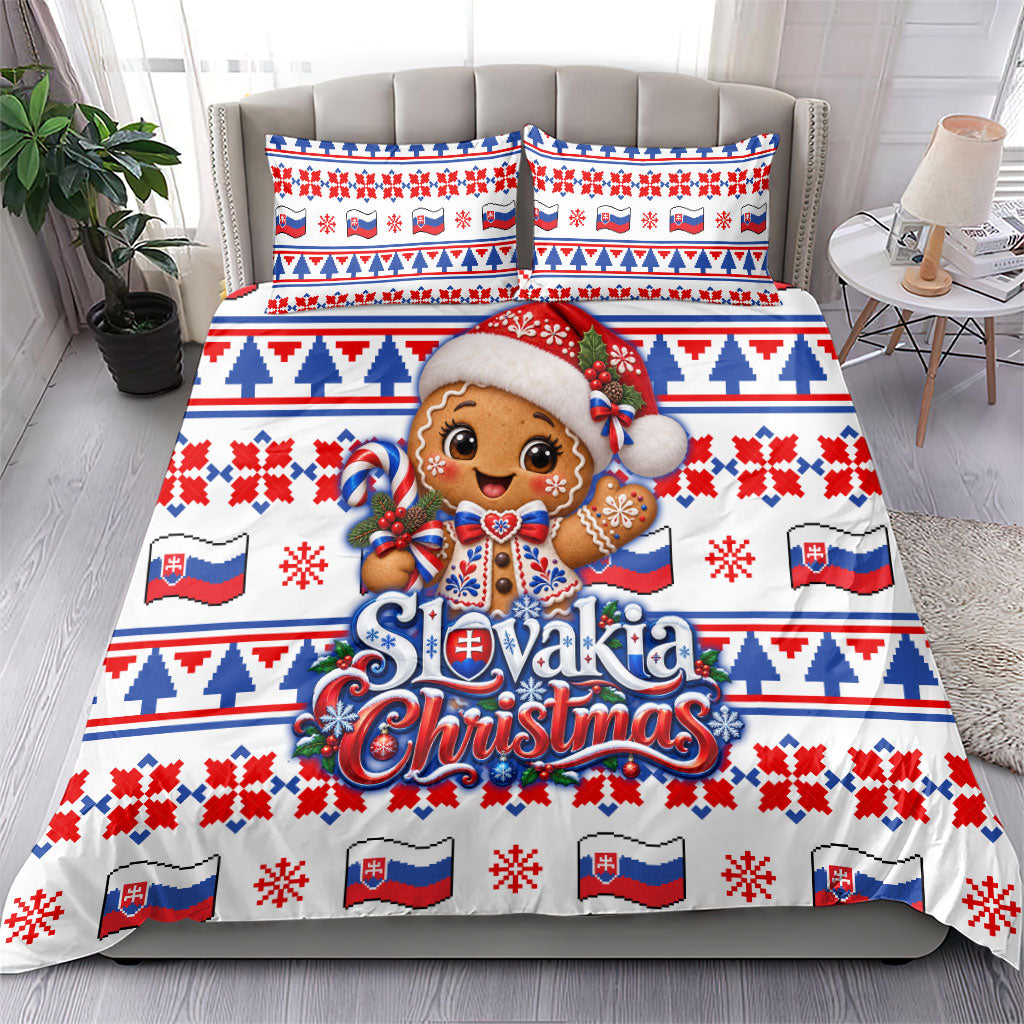 Slovakia Christmas Bedding Set Ugly Fair Isle Gingerbread Man Candy Cane