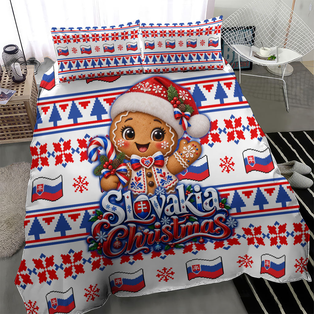 Slovakia Christmas Bedding Set Ugly Fair Isle Gingerbread Man Candy Cane