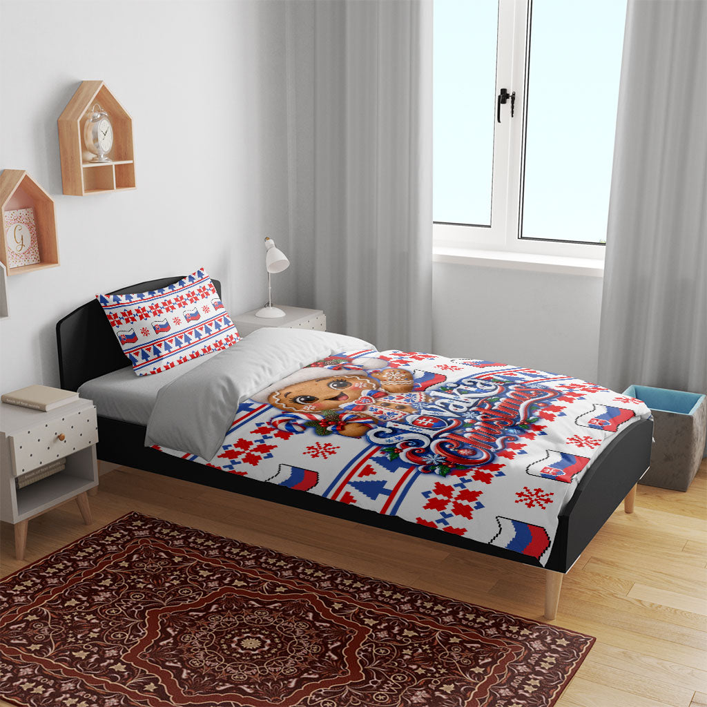 Slovakia Christmas Bedding Set Ugly Fair Isle Gingerbread Man Candy Cane