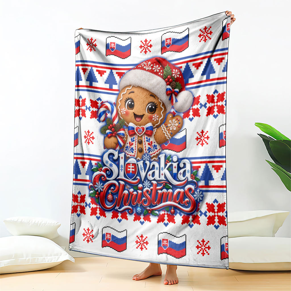 Slovakia Christmas Blanket Ugly Fair Isle Gingerbread Man Candy Cane