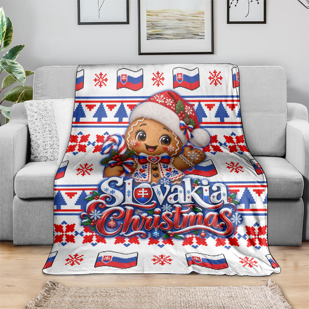 Slovakia Christmas Blanket Ugly Fair Isle Gingerbread Man Candy Cane
