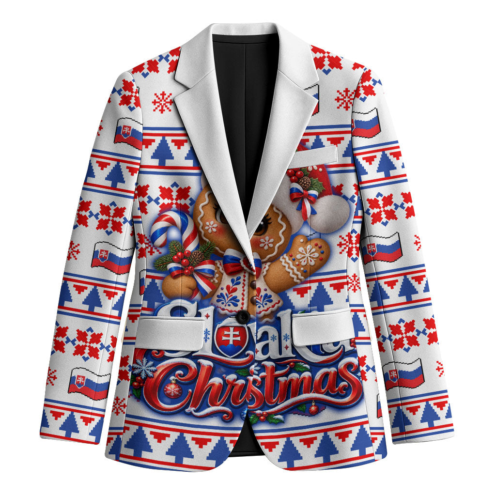 Slovakia Christmas Blazer Ugly Fair Isle Gingerbread Man Candy Cane