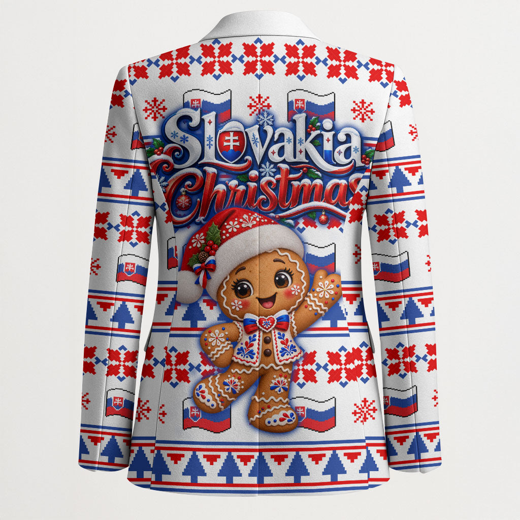 Slovakia Christmas Blazer Ugly Fair Isle Gingerbread Man Candy Cane