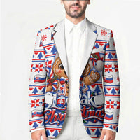 Slovakia Christmas Blazer Ugly Fair Isle Gingerbread Man Candy Cane