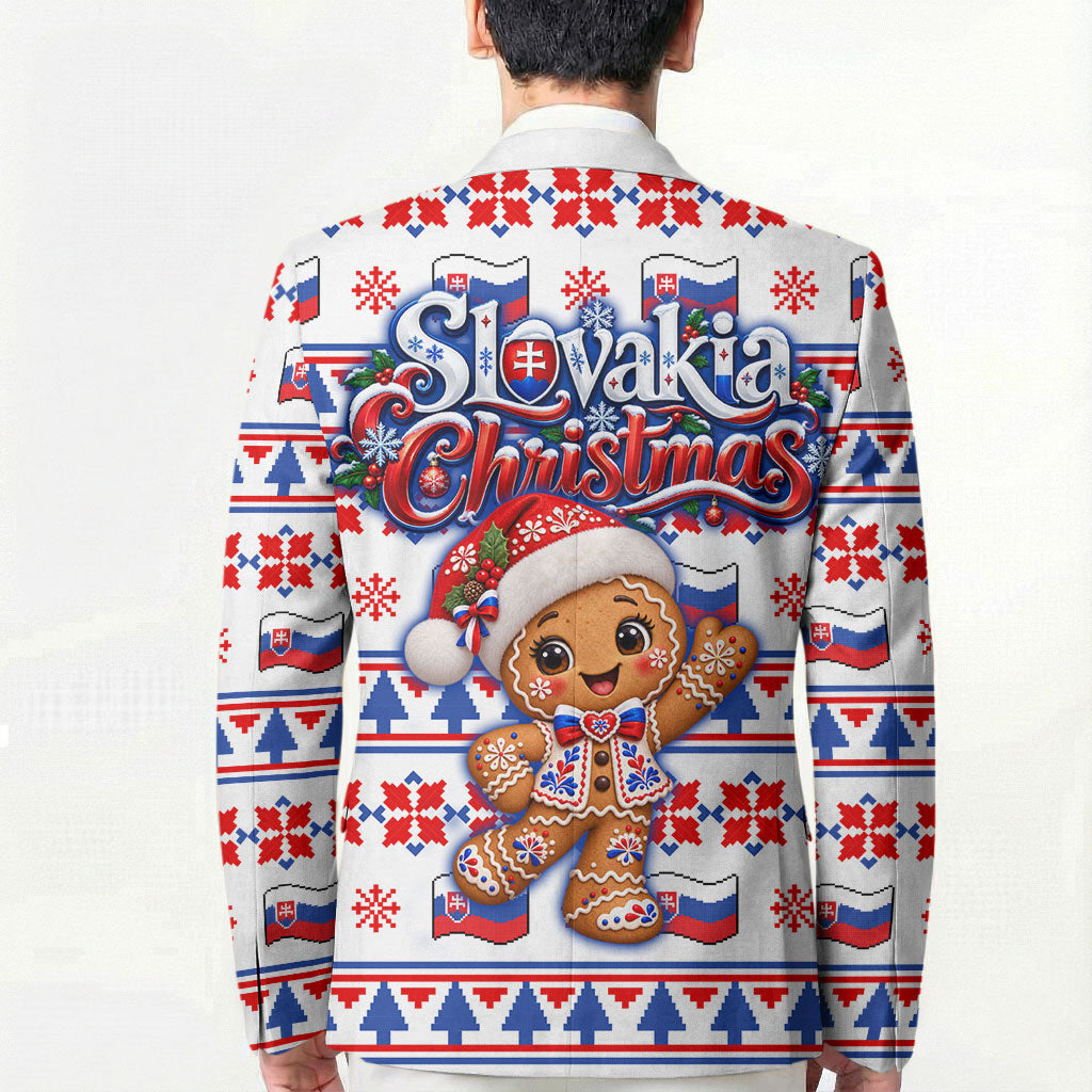 Slovakia Christmas Blazer Ugly Fair Isle Gingerbread Man Candy Cane