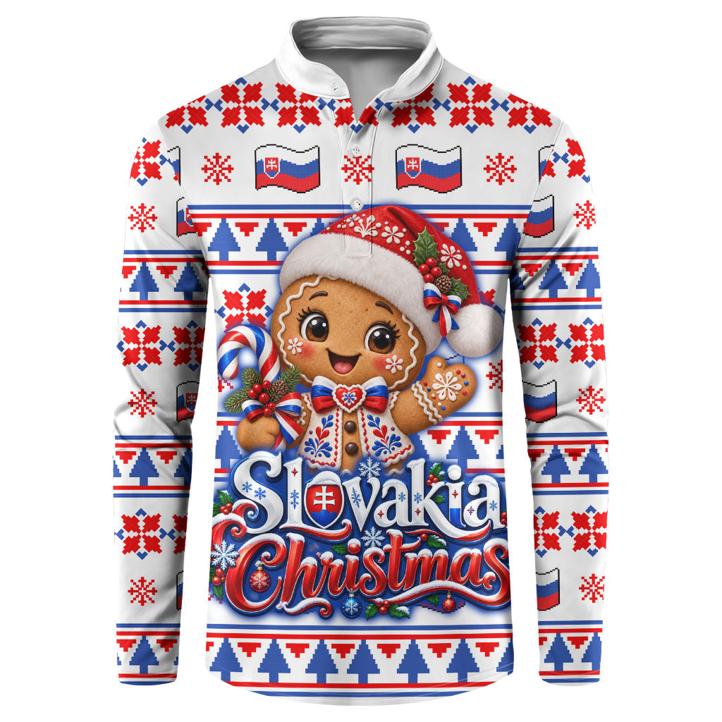 Slovakia Christmas Button Sweatshirt Ugly Fair Isle Gingerbread Man Candy Cane