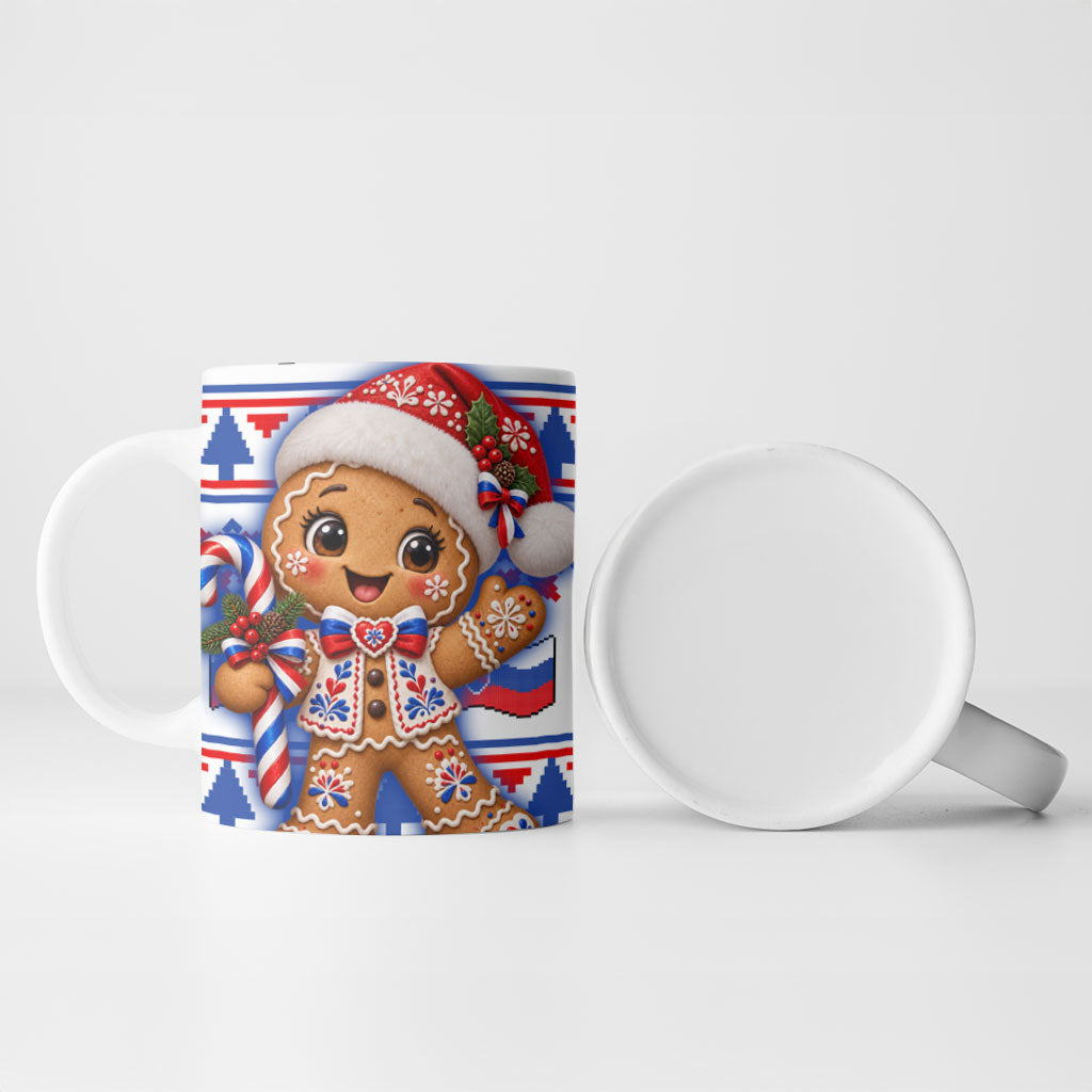Slovakia Christmas Ceramic Mug Ugly Fair Isle Gingerbread Man Candy Cane