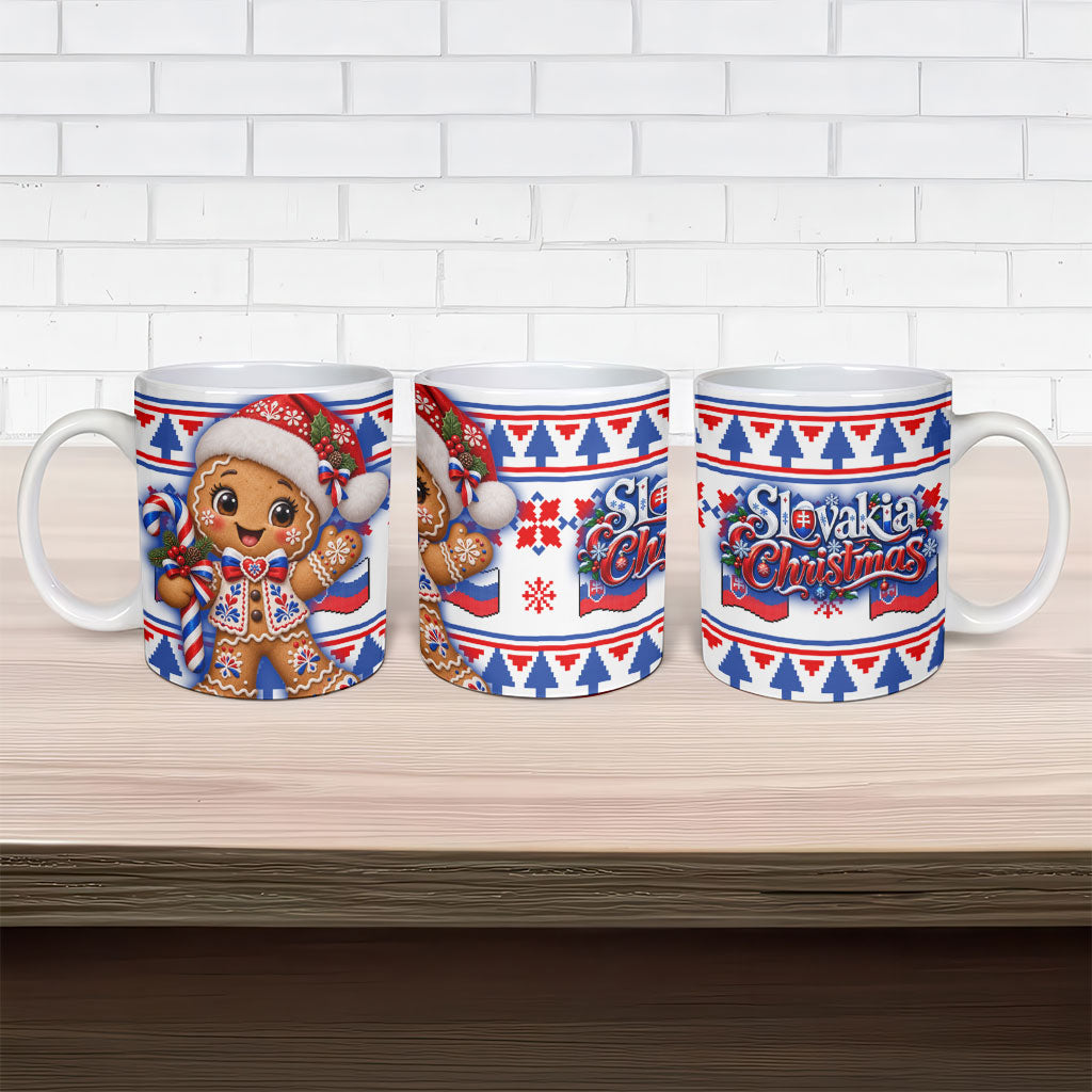 Slovakia Christmas Ceramic Mug Ugly Fair Isle Gingerbread Man Candy Cane