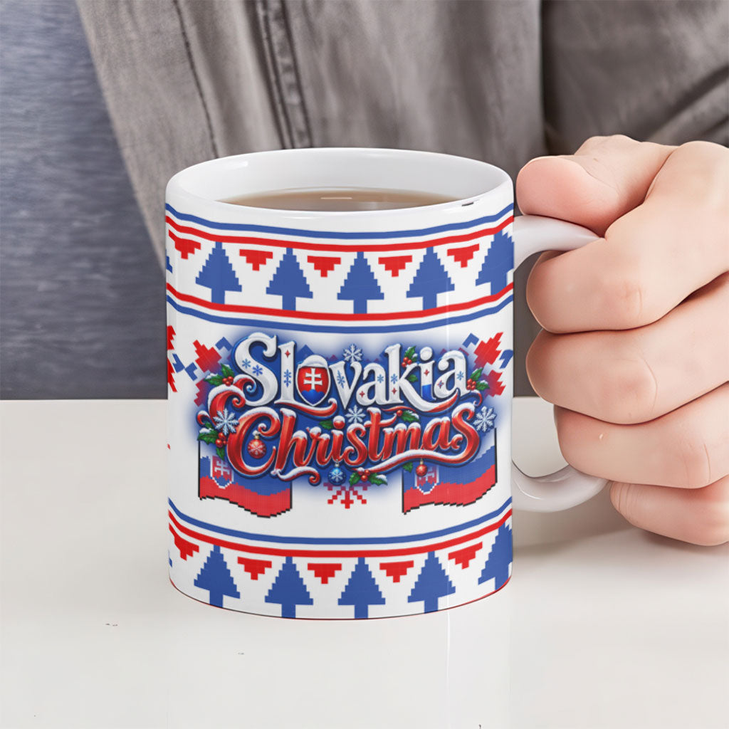 Slovakia Christmas Ceramic Mug Ugly Fair Isle Gingerbread Man Candy Cane