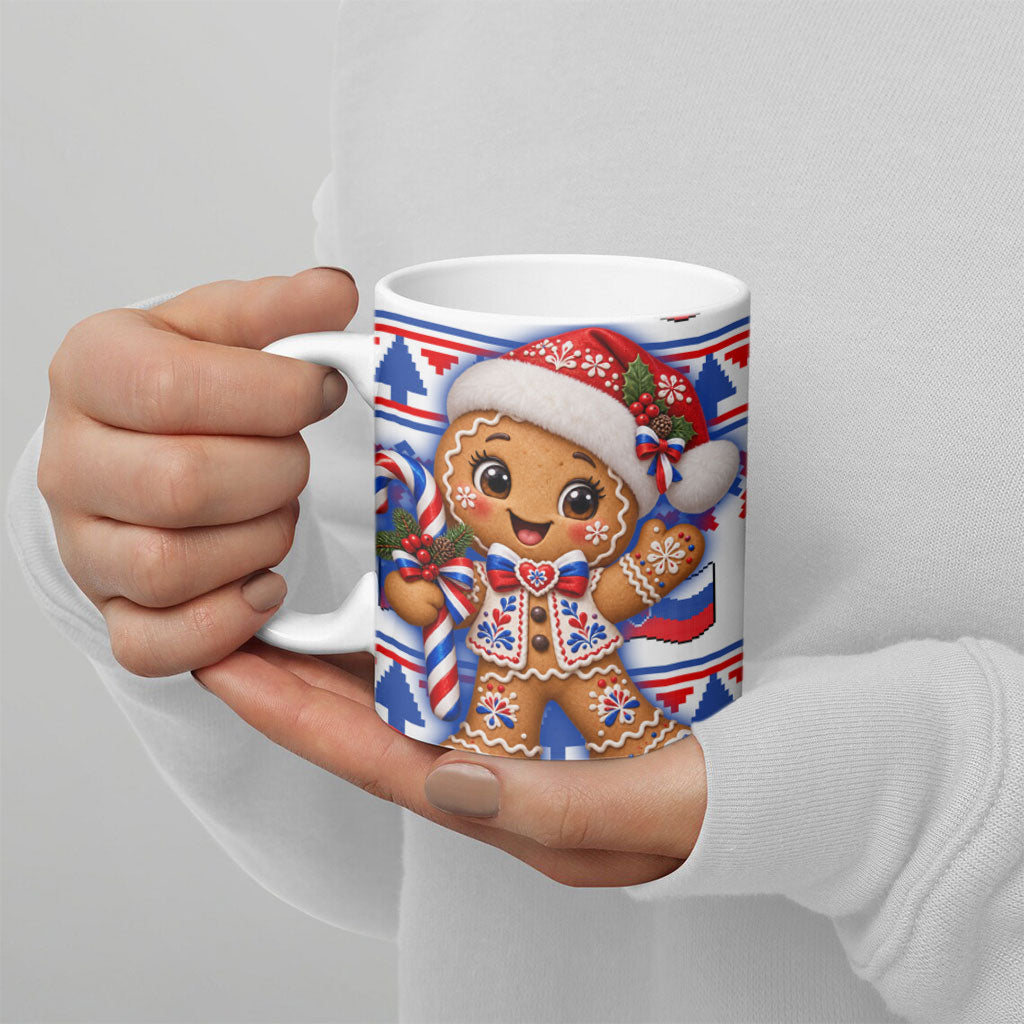 Slovakia Christmas Ceramic Mug Ugly Fair Isle Gingerbread Man Candy Cane