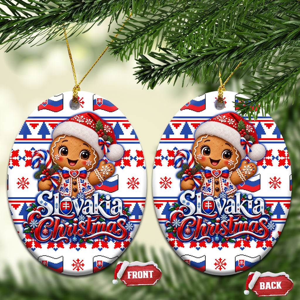 Slovakia Christmas Ceramic Ornament Ugly Fair Isle Gingerbread Man Candy Cane