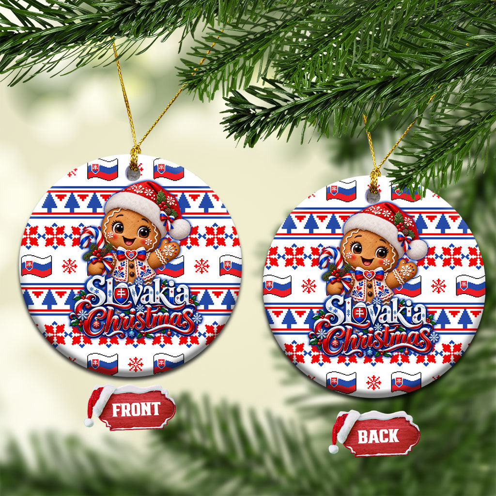 Slovakia Christmas Ceramic Ornament Ugly Fair Isle Gingerbread Man Candy Cane