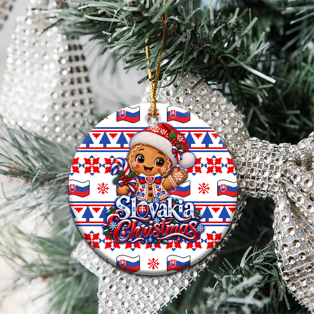 Slovakia Christmas Ceramic Ornament Ugly Fair Isle Gingerbread Man Candy Cane