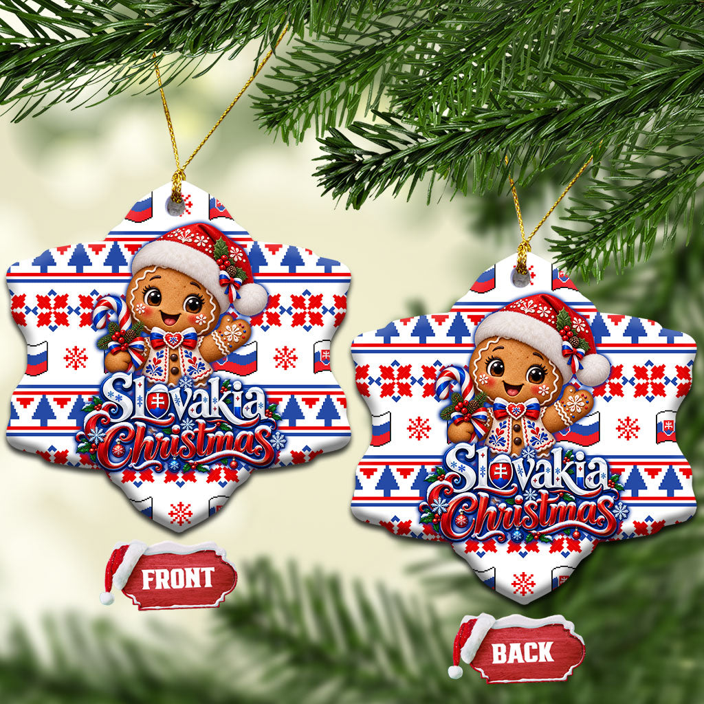 Slovakia Christmas Ceramic Ornament Ugly Fair Isle Gingerbread Man Candy Cane