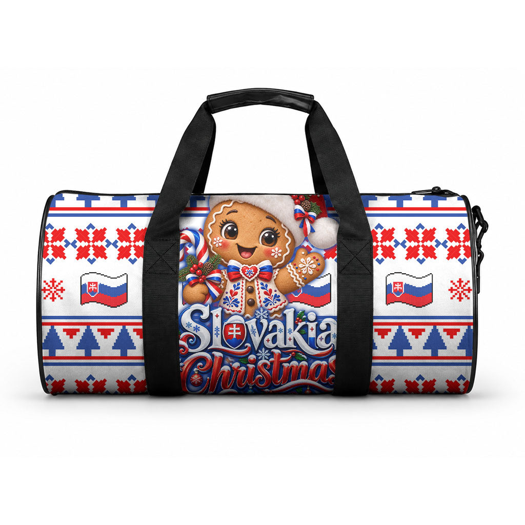 Slovakia Christmas Duffle Bag Ugly Fair Isle Gingerbread Man Candy Cane