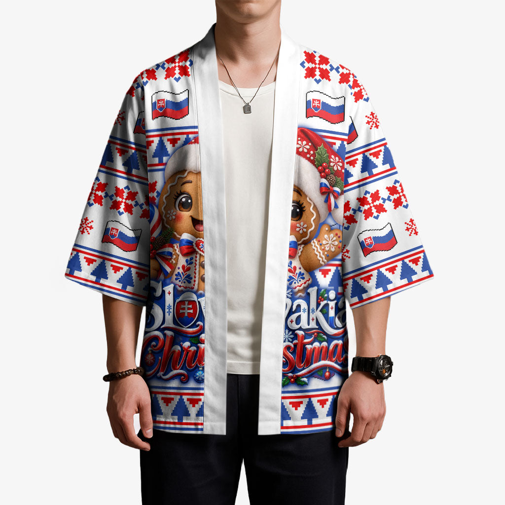 Slovakia Christmas Kimono Ugly Fair Isle Gingerbread Man Candy Cane