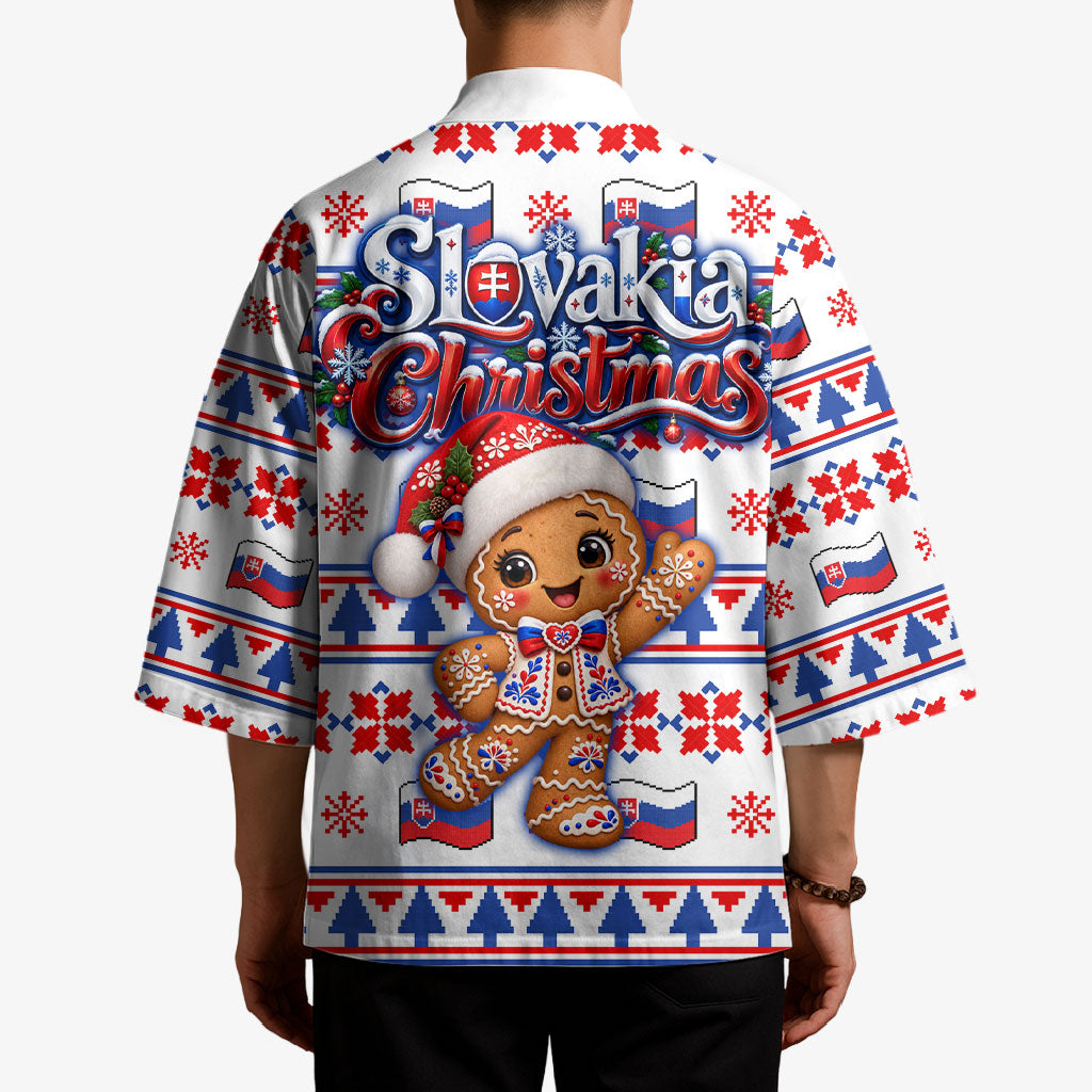 Slovakia Christmas Kimono Ugly Fair Isle Gingerbread Man Candy Cane