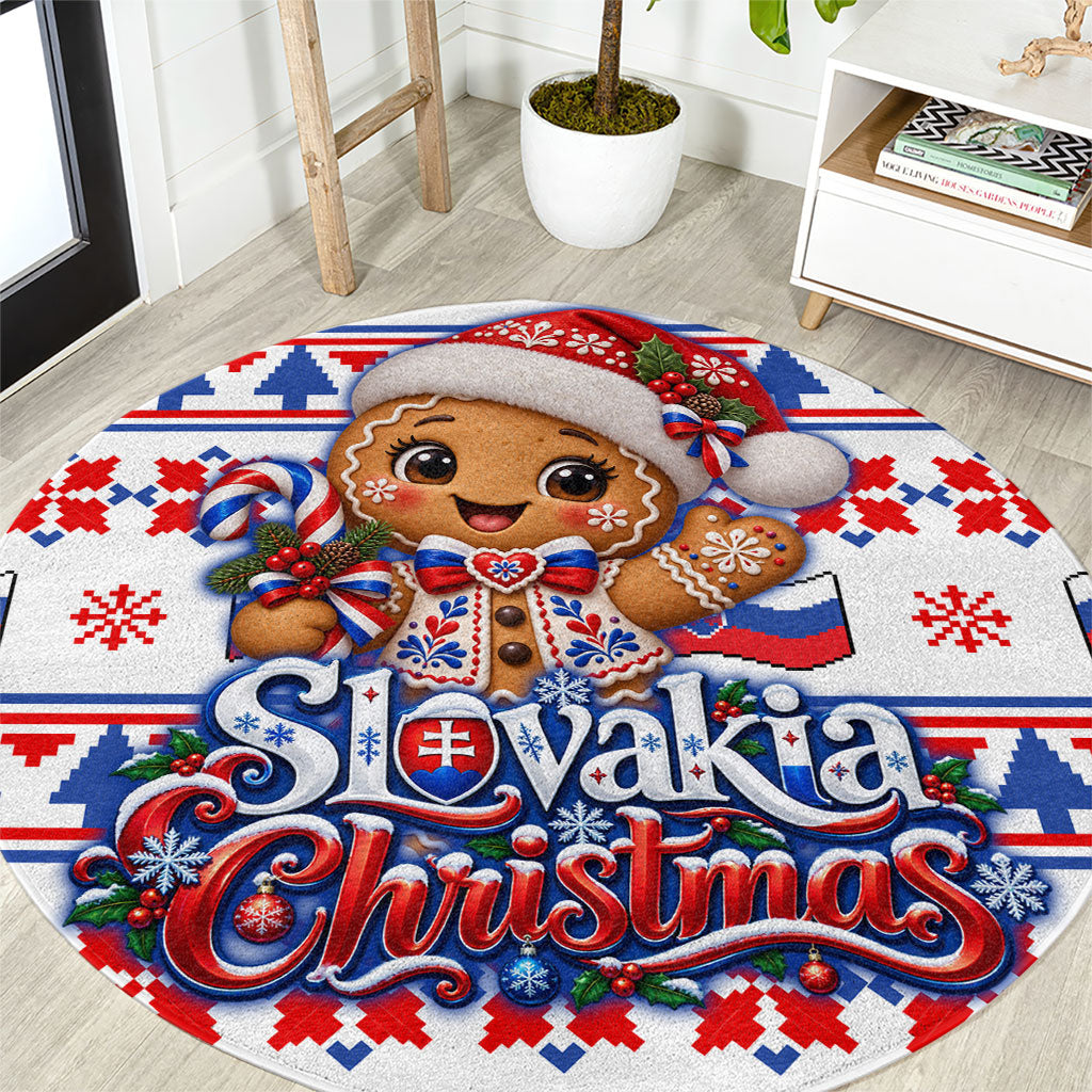 Slovakia Christmas Round Carpet Ugly Fair Isle Gingerbread Man Candy Cane