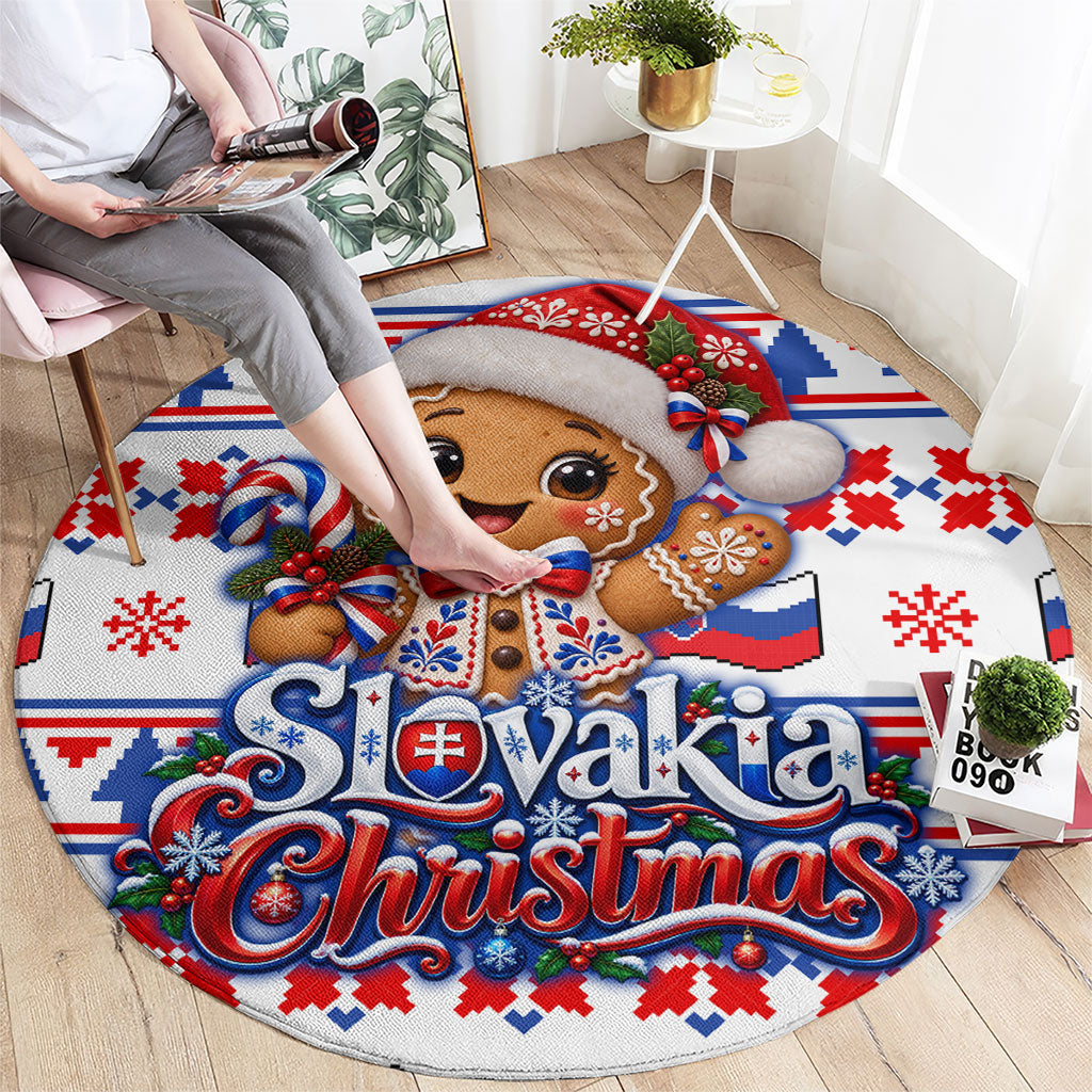 Slovakia Christmas Round Carpet Ugly Fair Isle Gingerbread Man Candy Cane