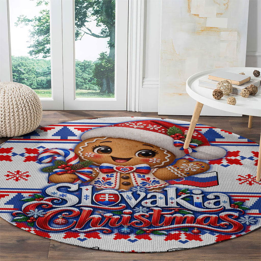 Slovakia Christmas Round Carpet Ugly Fair Isle Gingerbread Man Candy Cane